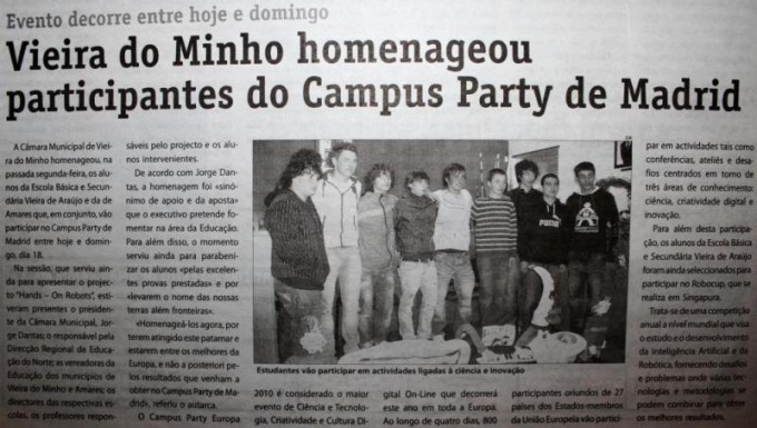 'Diário do Minho' 14 April, 2010